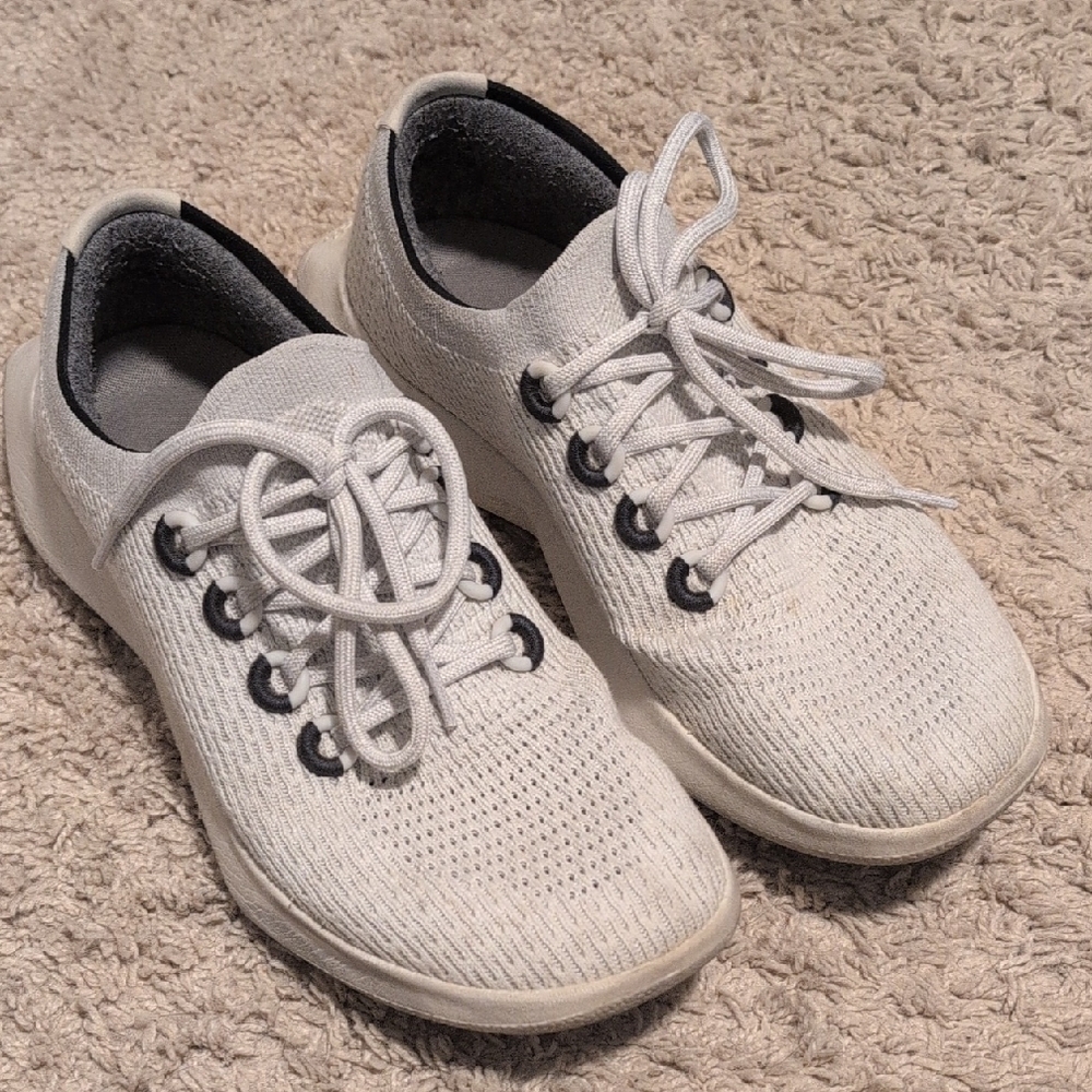 White Knit Lace-Up Sneakers